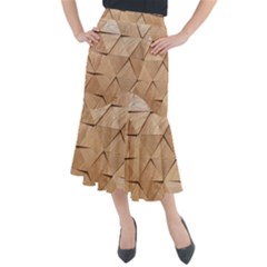 Wooden Triangles Texture, Wooden Wooden Midi Mermaid Skirt by nateshop