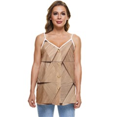 Wooden Triangles Texture, Wooden Wooden Casual Spaghetti Strap Chiffon Top by nateshop