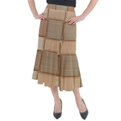 Wooden Wickerwork Textures, Square Patterns, Vector Midi Mermaid Skirt by nateshop