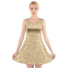 Yellow Sand Texture V-neck Sleeveless Dress by nateshop