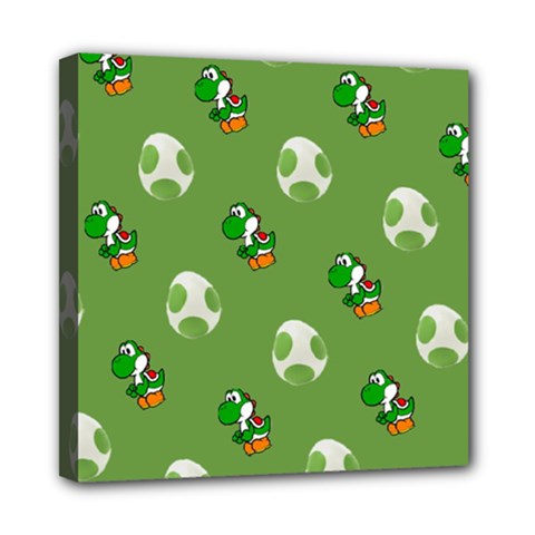 Yoshi Print, Super, Huevo, Game, Green, Egg, Mario Mini Canvas 8  X 8  (stretched) by nateshop