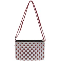Retro Traditional Vintage Geometric Flooring Red Double Gusset Crossbody Bag by DimSum