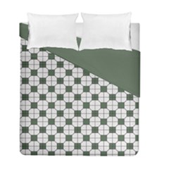 Retro Traditional Vintage Geometric Flooring Green Duvet Cover Double Side (full/ Double Size)