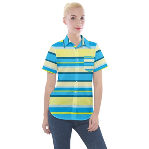 Stripes-3 Women s Short Sleeve Pocket Shirt by nateshop