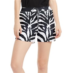 Zebra-black White Women s Runner Shorts by nateshop