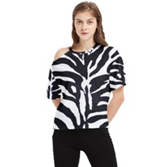 Zebra-black White One Shoulder Cut Out T-shirt by nateshop