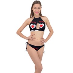 Mom And Dad, Father, Feeling, I Love You, Love Cross Front Halter Bikini Set by nateshop