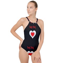 Mom And Dad, Father, Feeling, I Love You, Love High Neck One Piece Swimsuit by nateshop