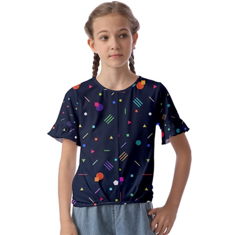 Abstract Minimalism Digital Art, Kids  Cuff Sleeve Scrunch Bottom T-shirt by nateshop