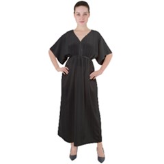 Black, Background, Simple V-neck Boho Style Maxi Dress by nateshop