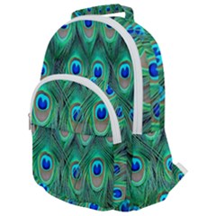 Feather, Bird, Pattern, Peacock, Texture Rounded Multi Pocket Backpack by nateshop