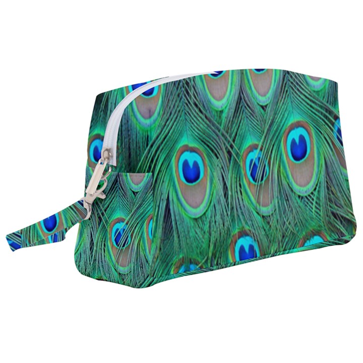 Feather, Bird, Pattern, Peacock, Texture Wristlet Pouch Bag (Large)