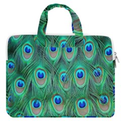 Feather, Bird, Pattern, Peacock, Texture Macbook Pro 16  Double Pocket Laptop Bag  by nateshop