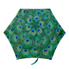 Peacock Feathers, Bonito, Bird, Blue, Colorful, Feathers Mini Folding Umbrellas by nateshop