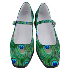Peacock Feathers, Bonito, Bird, Blue, Colorful, Feathers Women s Mary Jane Shoes by nateshop