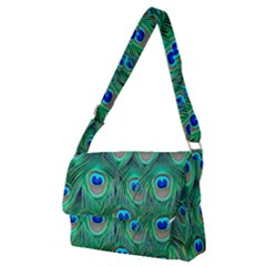 Peacock Feathers, Bonito, Bird, Blue, Colorful, Feathers Full Print Messenger Bag (m) by nateshop