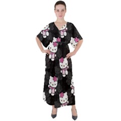 Hello Kitty, Pattern, Supreme V-neck Boho Style Maxi Dress by nateshop