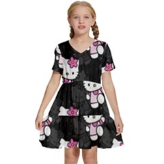 Hello Kitty, Pattern, Supreme Kids  Short Sleeve Tiered Mini Dress by nateshop