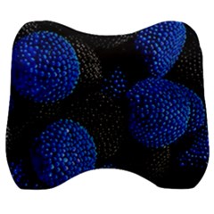 Berry, One,berry Blue Black Velour Head Support Cushion by nateshop