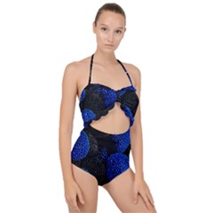 Berry, One,berry Blue Black Scallop Top Cut Out Swimsuit by nateshop