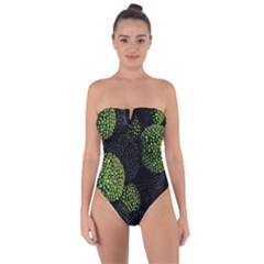 Berry,note, Green, Raspberries Tie Back One Piece Swimsuit by nateshop