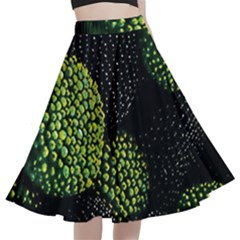 Berry,note, Green, Raspberries A-line Full Circle Midi Skirt With Pocket by nateshop