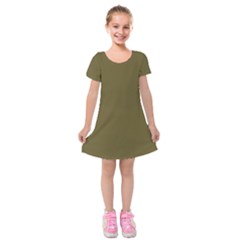 Brown, Color, Background, Monochrome, Minimalism Kids  Short Sleeve Velvet Dress by nateshop