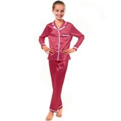 Pink, Color, Background, Monochromic, Minimalism Kids  Satin Long Sleeve Pajamas Set