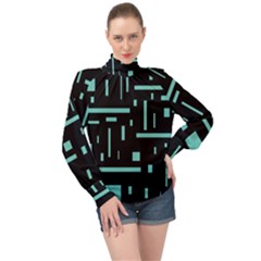 Rectangles, Cubes, Forma High Neck Long Sleeve Chiffon Top by nateshop