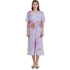 Springpurple Flower On A Purple Background Women s Cotton Short Sleeve Night Gown by nateshop