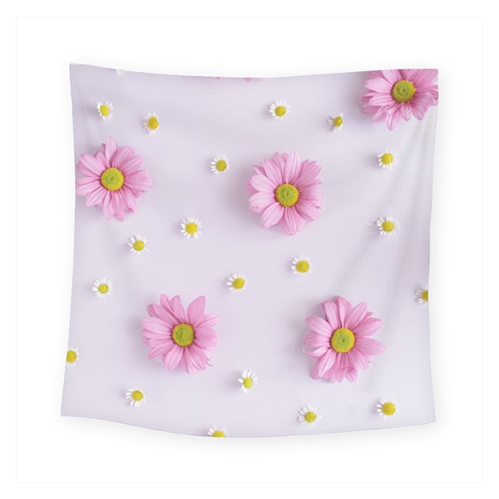 Springpurple Flower On A Purple Background Square Tapestry (Small)