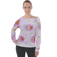 Springpurple Flower On A Purple Background Off Shoulder Long Sleeve Velour Top by nateshop