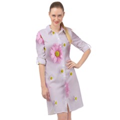 Springpurple Flower On A Purple Background Long Sleeve Mini Shirt Dress by nateshop
