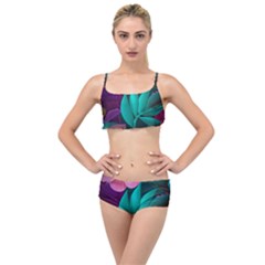 Flowers, Mate, Pink, Purple, Stock Wall Layered Top Bikini Set by nateshop