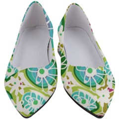 Mazipoodles Love Flowers - Olive Teal Green Purple White-  Women s Block Heels 