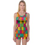 Abstract-background One Piece Boyleg Swimsuit