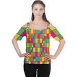 Abstract-background Cutout Shoulder T-Shirt