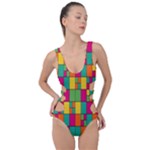 Abstract-background Side Cut Out Swimsuit