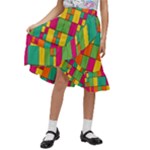 Abstract-background Kids  Ruffle Flared Wrap Midi Skirt