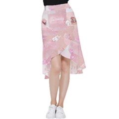 Pink Aesthetic, Clouds, Cute, Glitter, Hello Kitty, Pastel, Soft Frill Hi Low Chiffon Skirt