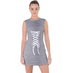 Aluminum Textures, Horizontal Metal Texture, Gray Metal Plate Lace Up Front Bodycon Dress by nateshop