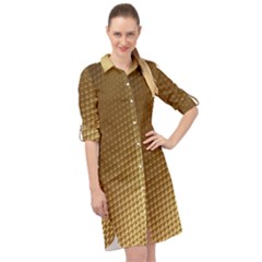 Gold, Golden Background ,aesthetic Long Sleeve Mini Shirt Dress by nateshop