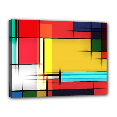 Multicolored Retro Abstraction, Lines Retro Background, Multicolored Mosaic Canvas 16  X 12  (stretched) by nateshop