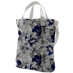 Retro Texture With Blue Flowers, Floral Retro Background, Floral Vintage Texture, White Background W Canvas Messenger Bag by nateshop