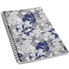 Retro Texture With Blue Flowers, Floral Retro Background, Floral Vintage Texture, White Background W 5 5  X 8 5  Notebook by nateshop