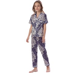 Vintage Texture, Floral Retro Background, Patterns, Kids  Satin Short Sleeve Pajamas Set