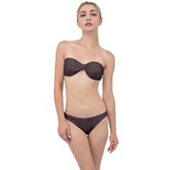 Black Leather Texture Leather Textures, Brown Leather Line Classic Bandeau Bikini Set by nateshop