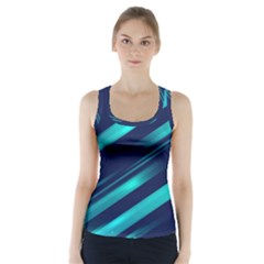 Blue Neon Lines, Blue Background, Abstract Background Racer Back Sports Top by nateshop