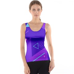 Purple Geometric Abstraction, Purple Neon Background Women s Basic Tank Top by nateshop