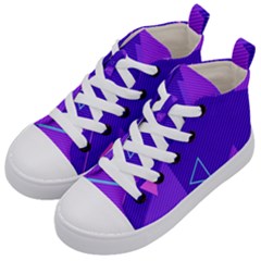 Purple Geometric Abstraction, Purple Neon Background Kids  Mid-top Canvas Sneakers by nateshop